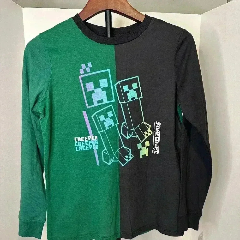 Mine Craft 2-Tone Long Sleeve Shirt Boys size Medium